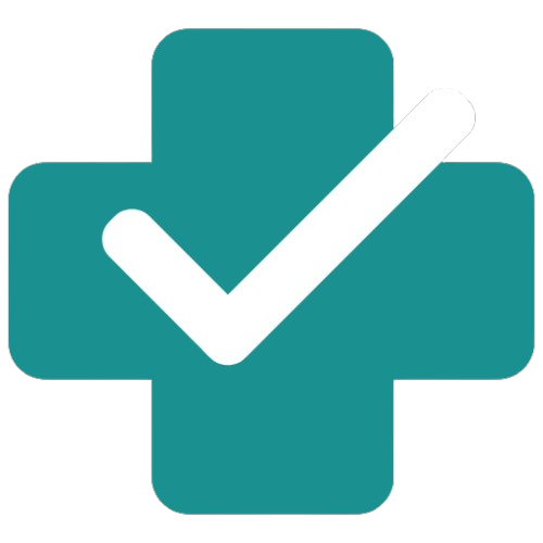 Logo de Salud Tracker: Una cruz médica con un check en el centro